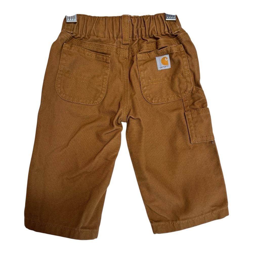 Carhartt Brown Canvas Cargo Pants 6M 100% Cotton Elastic Waist Pockets - Picture 2 of 3